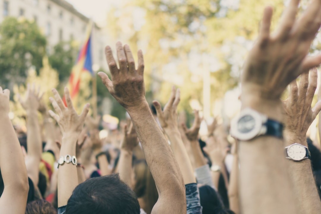 Crowd with raised hands at a live entertainment event